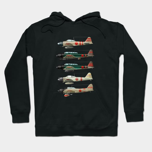 A6M Zero Japan WW2 fighter aircraft Hoodie by Jose Luiz Filho